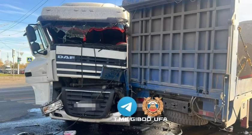 ДТП с большегрузами в Уфе: водители не пострадали, машины повреждены