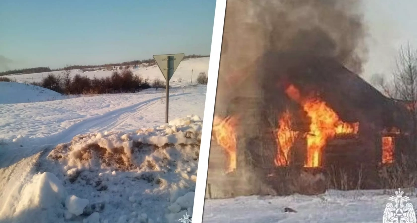 Пожарные на снегоходах спасли пенсионера из горящего дома в башкирской деревне