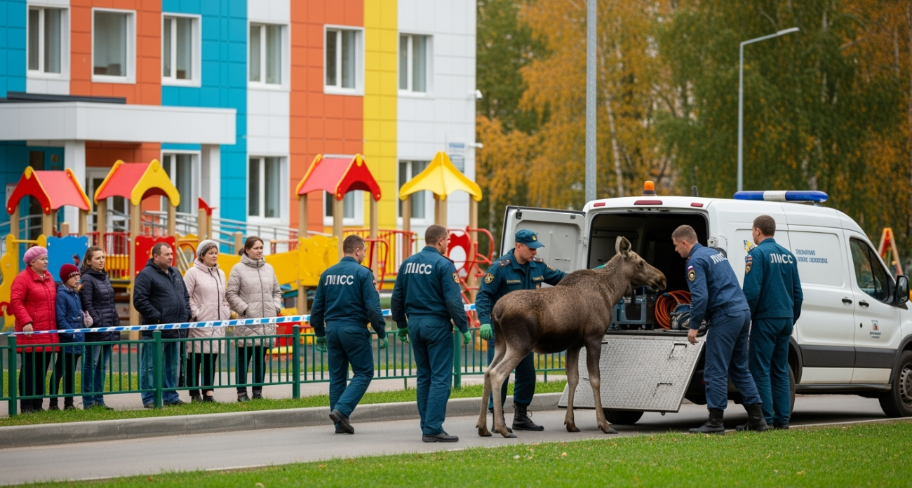 Трехлетнего лося, забредшего в детсад на Шафиева в Уфе, выпустят в Кушнаренковском районе
