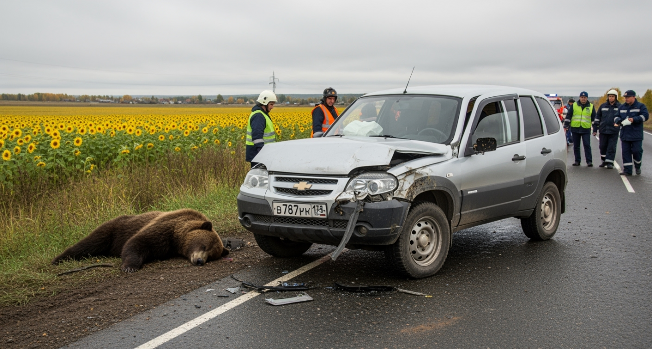 Водитель "Нивы" сбил медведя за 60 тысяч рублей и скрылся с места ДТП в Башкирии
