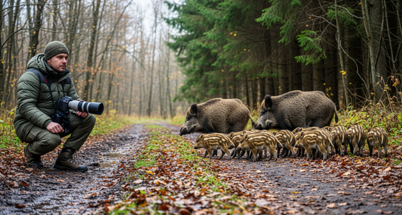 Фотоловушка сняла, как поросята в панике убегают от двух взрослых самцов в нацпарке Башкирии
