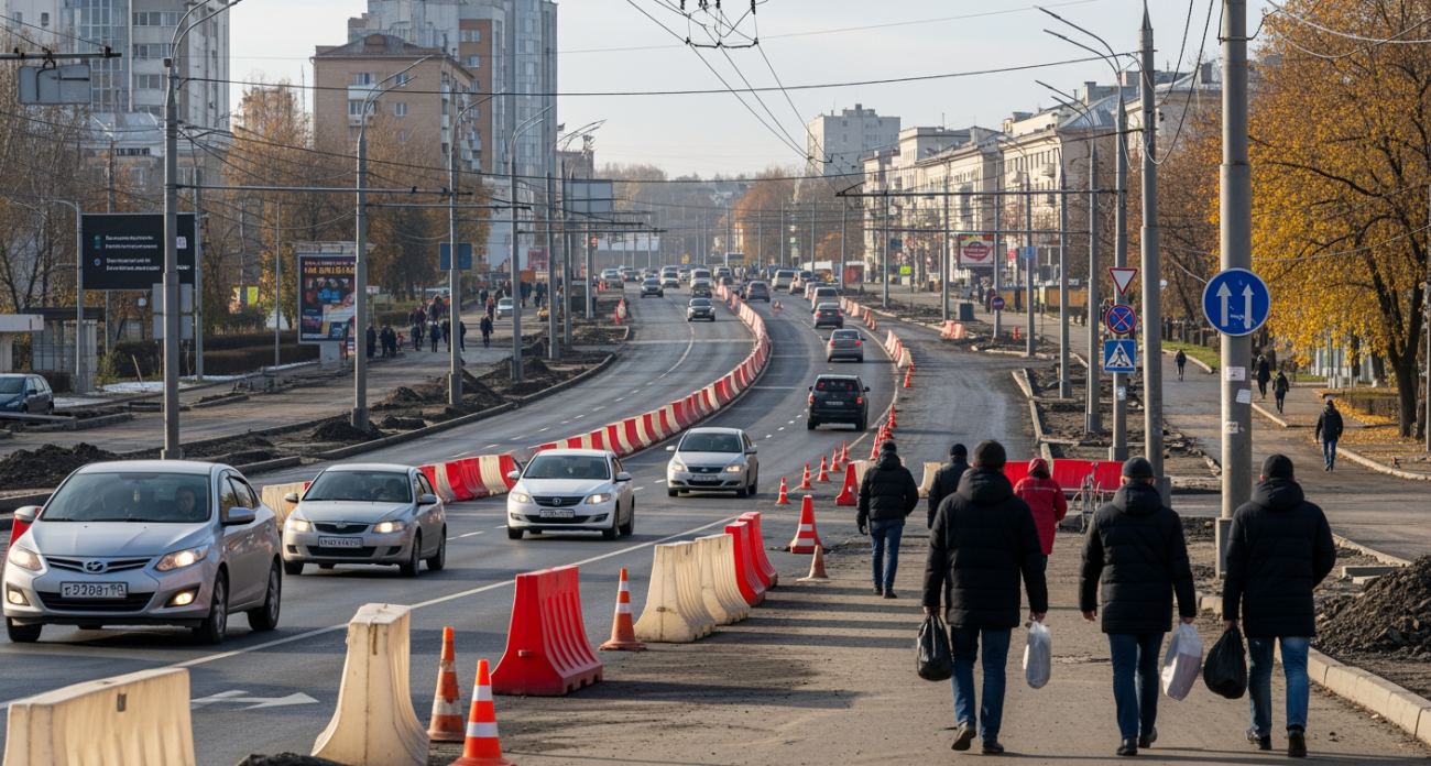 На улице Пугачёва открыли движение, но работы продолжатся 9-10 дней