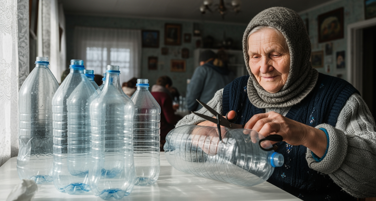 Старые бутылки из пластика не беру в мусор: разрезаю пополам и получаю незаменимый помощник, который теперь всегда под рукой