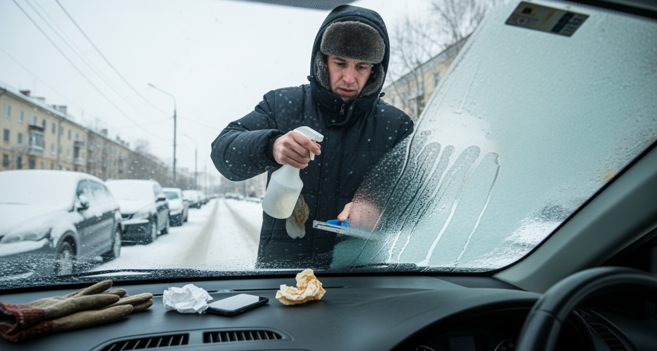 Разморозить лобовое стекло за полминуты: профессиональный лайфхак без повреждений