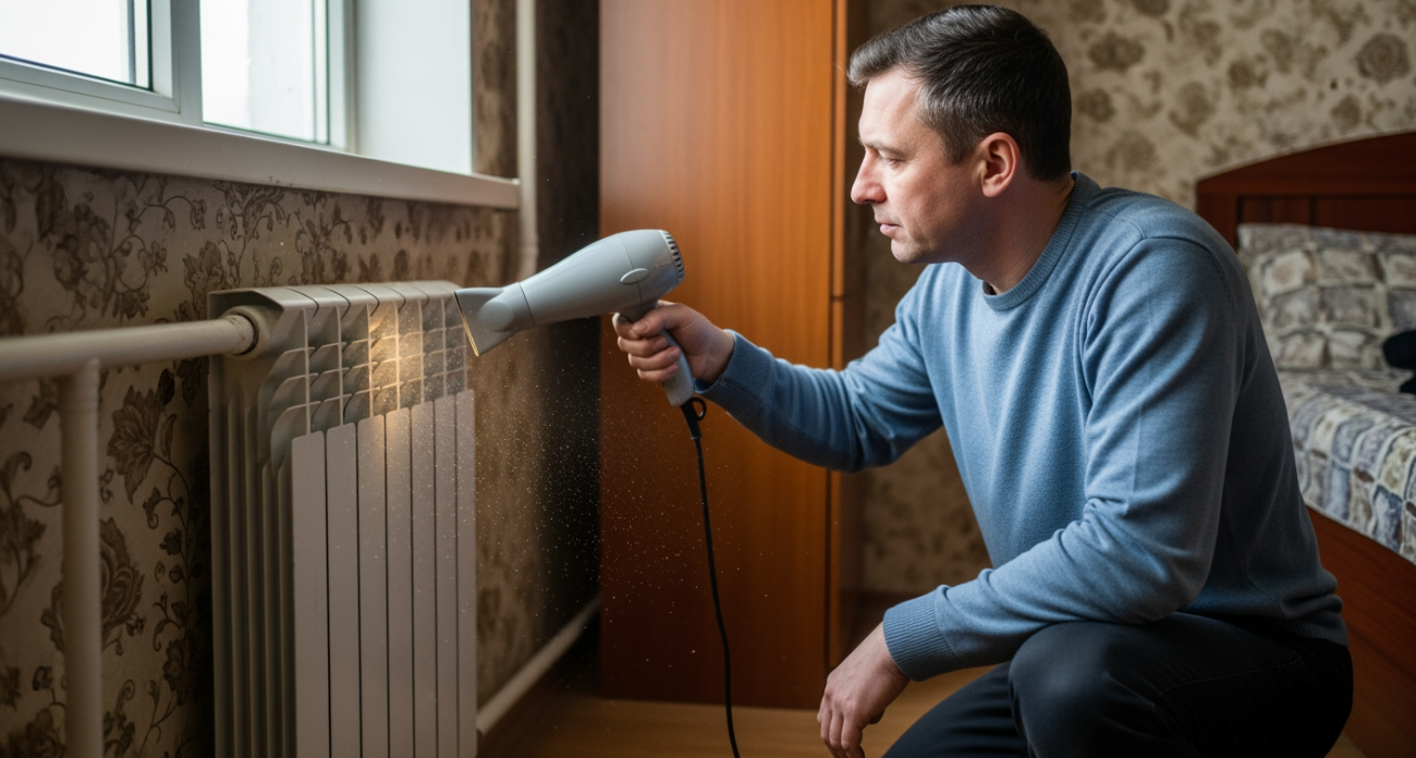 Простой трюк с феном для тех, кому холодно в квартире при горячих батареях, согреет даже в лютый мороз