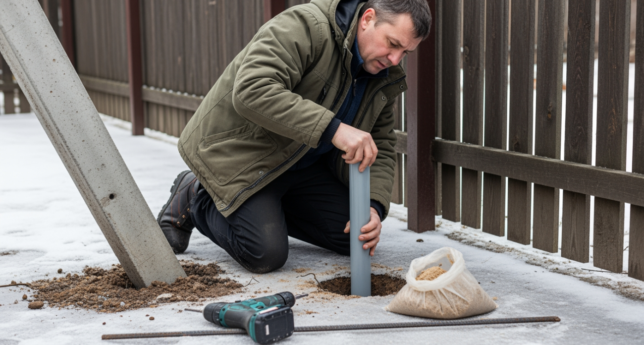 Скандинавский метод установки столбов для забора от финского мастера гарантирует вечную прочность даже в суровые морозы
