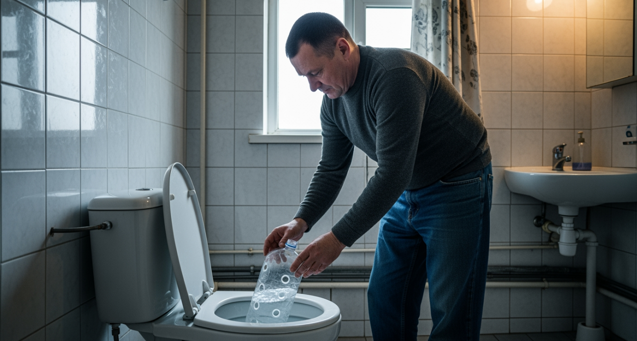 Секретный метод с пластиковой бутылкой от опытных уборщиц вернет сияющую чистоту вашему туалету за минуты