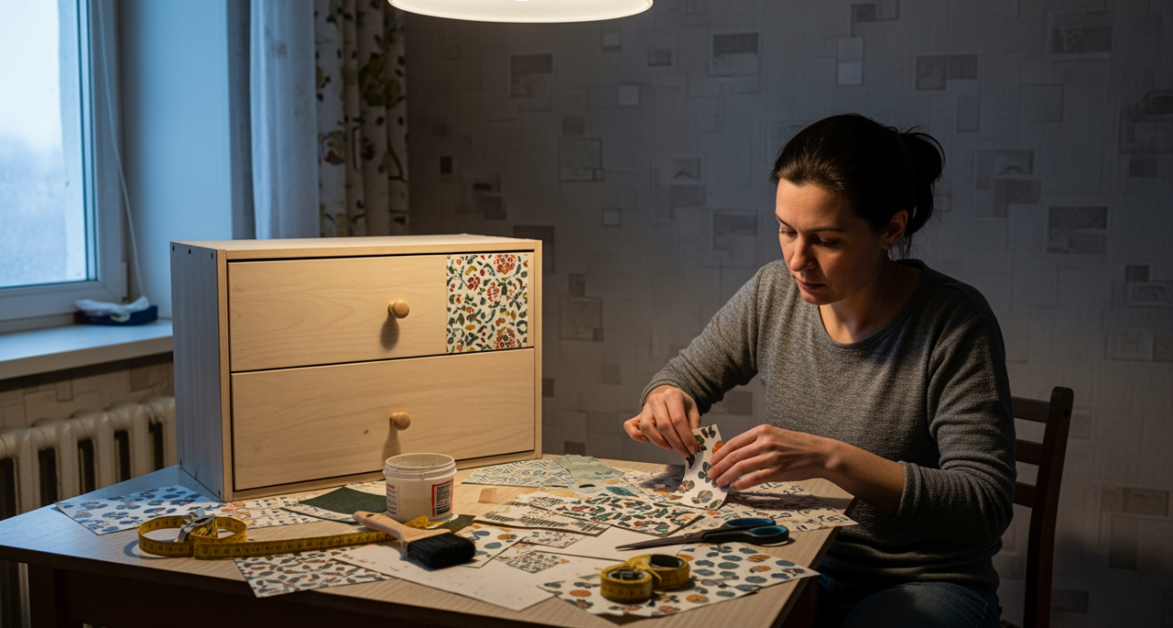 Остатки обоев от ремонта превратились в стильный декор, который теперь все гости принимают за дизайнерскую работу