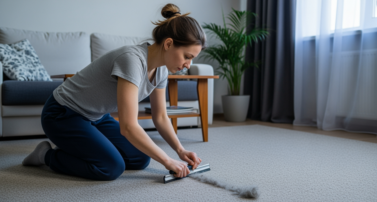 Один простой трюк превращает домашний ковер в идеально чистый за считанные минуты без химчистки