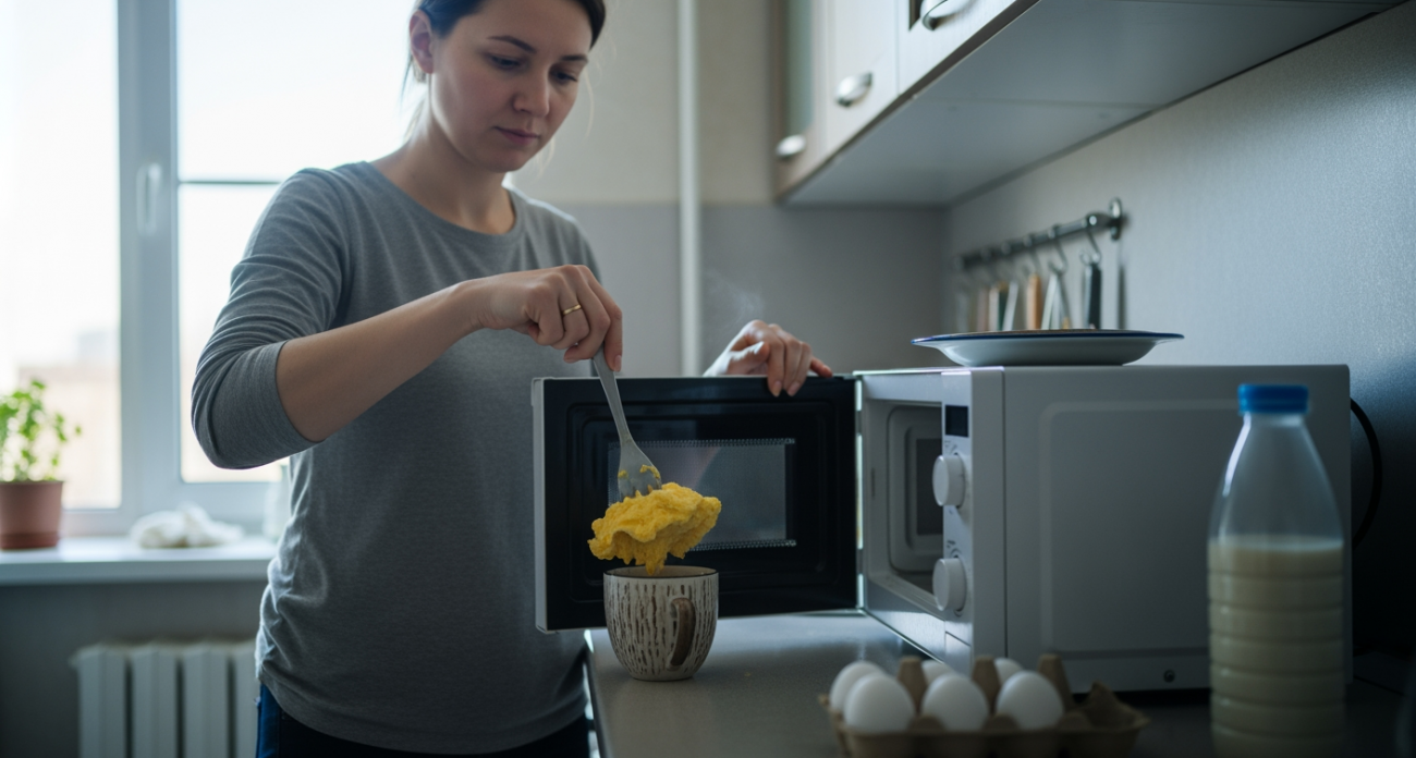 Забудьте про сковородку: показываю как за 2 минуты сделать пышный омлет прямо в кружке