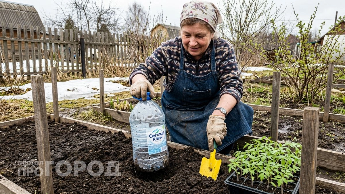 Собрал хитрый автополив из пустых бутылок за копейки — система сама поит грядки в жару вообще без электричества