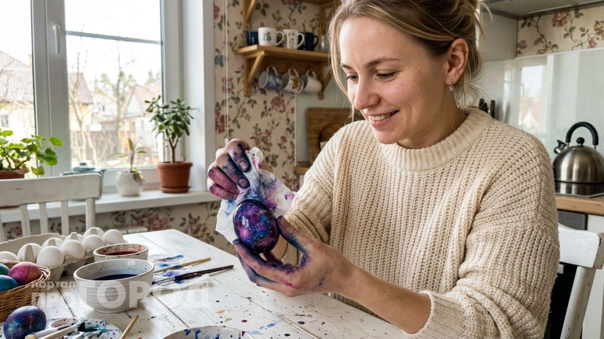 Заварка и марля превращают обычные яйца в космическую россыпь звезд — делаю к Пасхе за пять минут