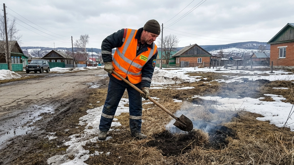 Тёплый март принёс в Башкирию первый ландшафтный пожар площадью 1 гектар