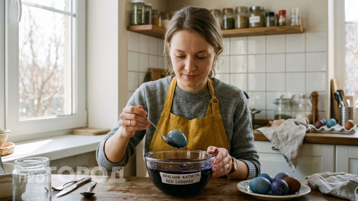 Просто сварила краснокочанную капусту и опустила туда яйца — через час они сияли как аметисты без единого красителя