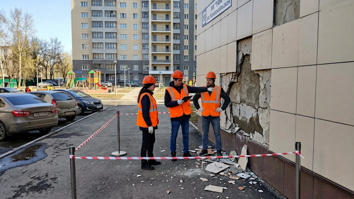 Ураган в Уфе снёс фасады двух домов и повредил три автомобиля