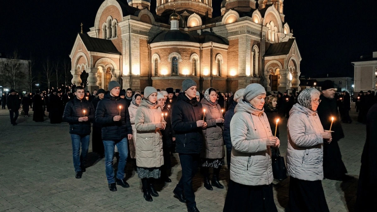 Пасха в Уфе: прихожане заполнили собор XIX века до отказа — фоторепортаж