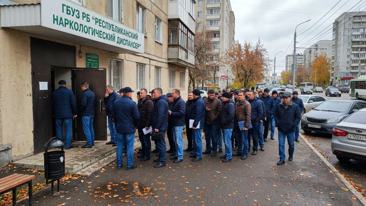 Уфимцы занимают очередь к наркологу с семи утра из-за замены прав