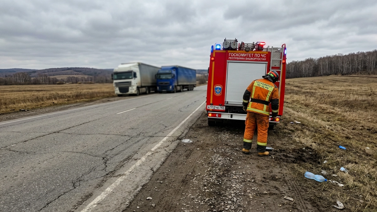 На трассе Уфа—Белорецк столкнулись два грузовика: двое погибших