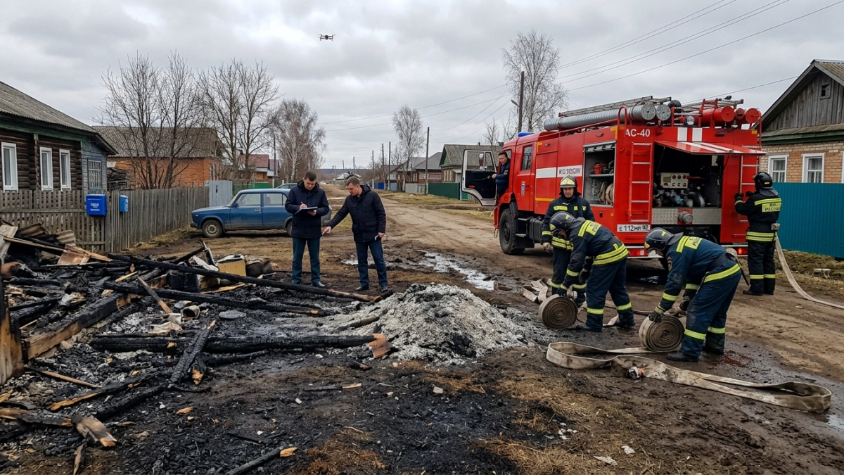 В башкирской деревне потушили пожар: сгорели шесть домов на 1,5 га