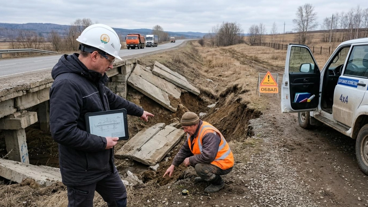 В Башкирии объявили конкурс на восстановление путепровода со сползшими плитами
