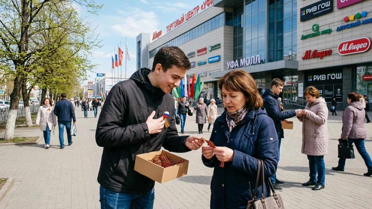 Уфа присоединилась к акции «Георгиевская ленточка» накануне 81-й годовщины Победы