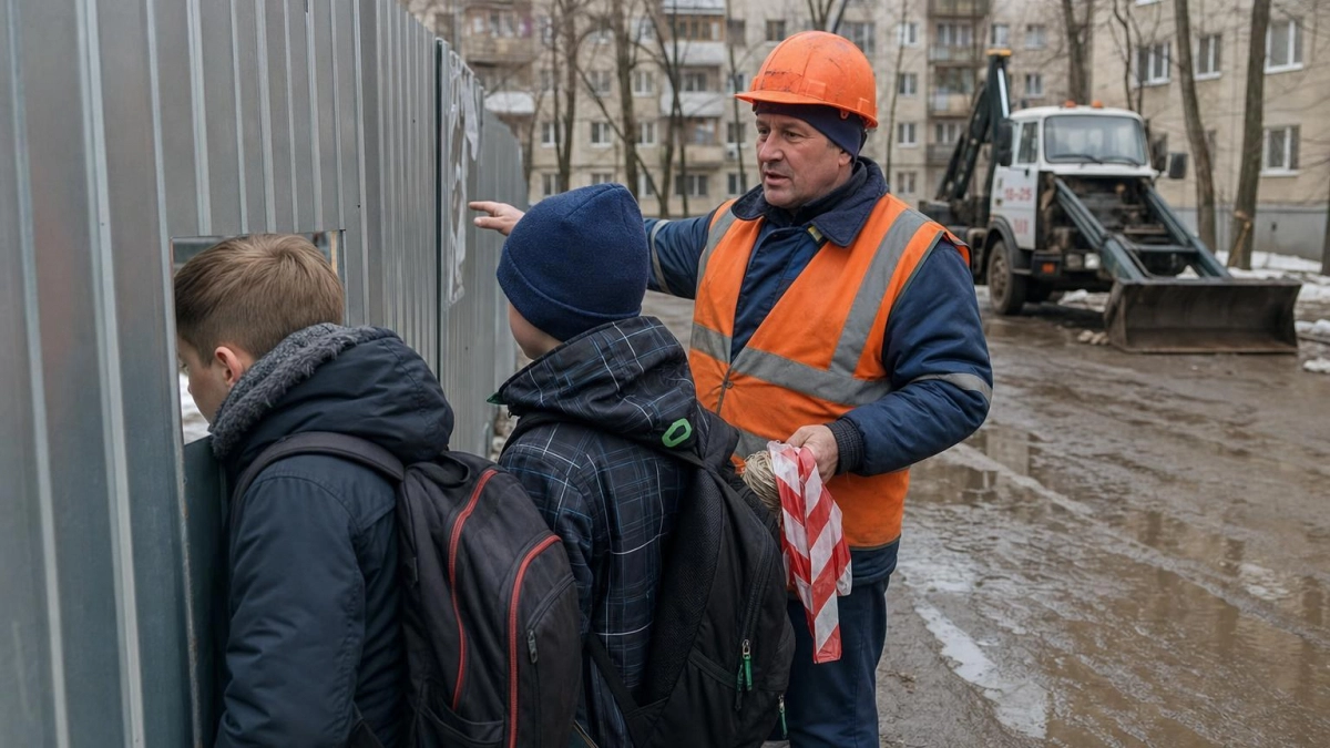 Дети лазают по котловану сносимой школы в Уфе: дыра в заборе не закрыта