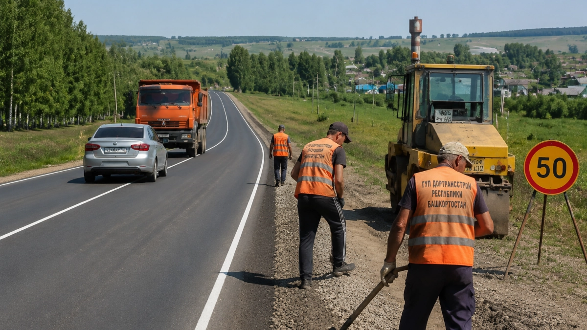 В Башкирии обновили участок трассы с нагрузкой 24 тысячи машин в сутки