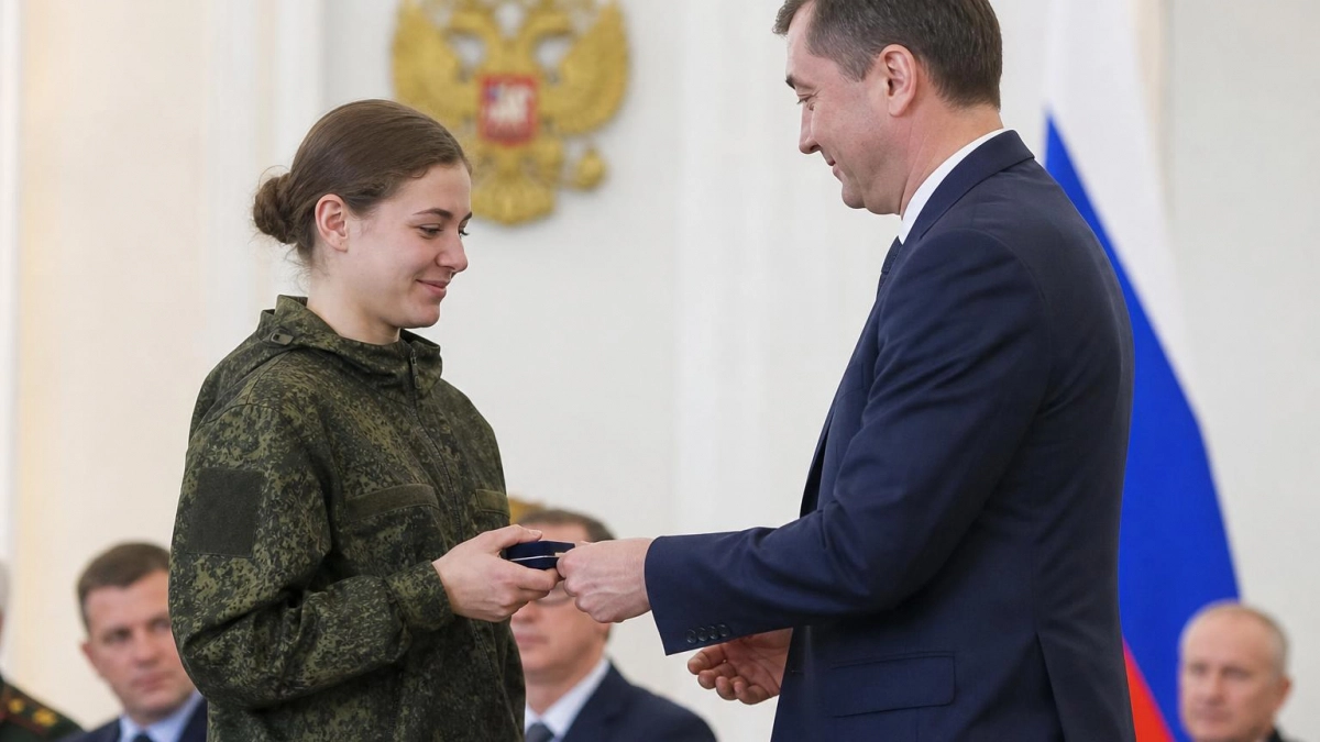 Хабиров наградил 19-летнюю добровольца, вернувшуюся в строй после контузии