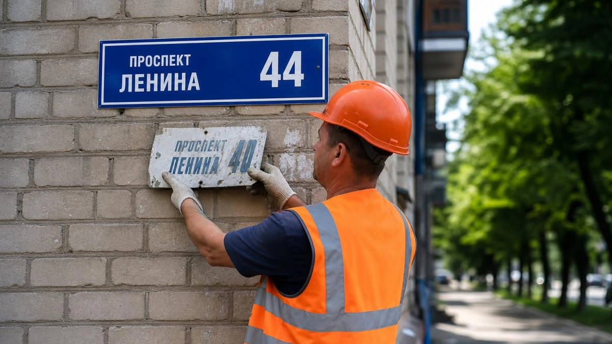 В Ишимбае на гостинице заметили табличку с улицей вместо проспекта Ленина