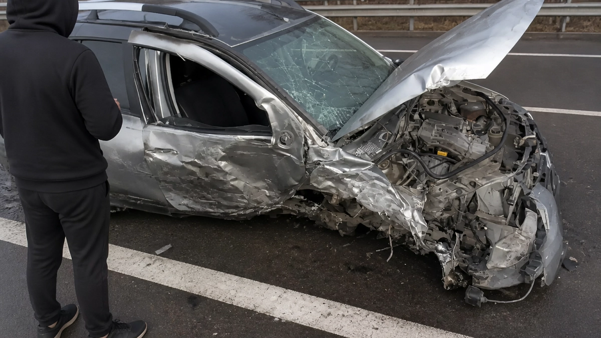 В Уфе на Затонском шоссе пассажирка пострадала после удара Renault в опору