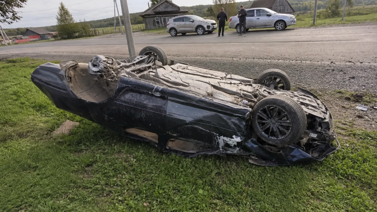 В Башкирии в перевернувшейся Skoda погибла 26-летняя женщина, подросток в больнице