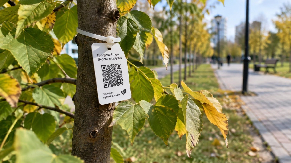 В Уфе объяснили появление QR-кодов на недавно высаженных деревьях