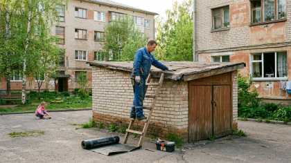В Уфе загорелась крыша пятиэтажки: 60 спасателей тушат кровлю